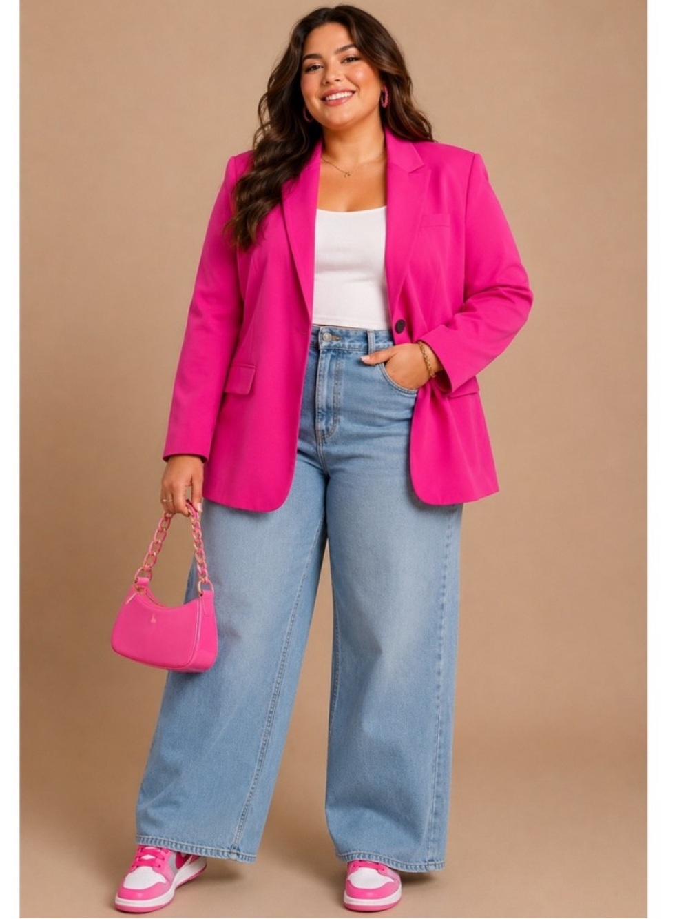 Vince Camuto blazer Fuchsia Single-Button Blazer hot pink blazer